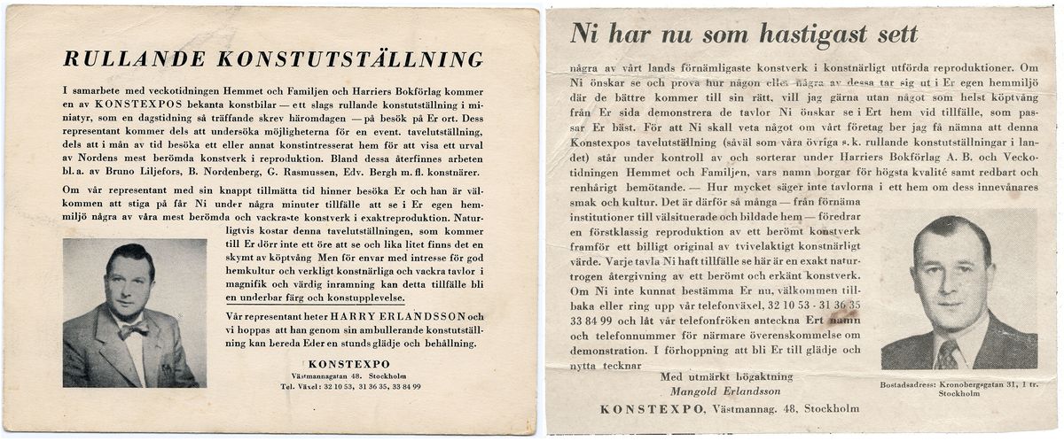 Reklamkort med text och bild