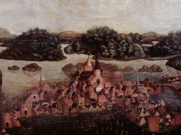 Målning med Stockholm år 1535 som motiv